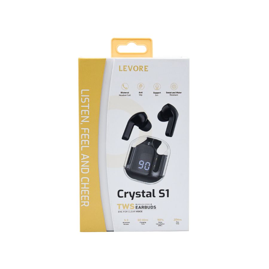 سماعة أذن ليفوري ايربودز كريستال S1 استريو مع شاشة...