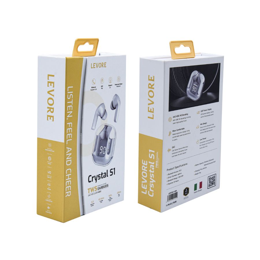 سماعة أذن ليفوري ايربودز كريستال S1 استريو مع شاشة...